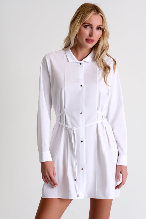 Shan Angele Poplin shirt tunic with cinched waist
